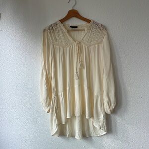 American Eagle Outfitters Boho Cream Blouse Long Sleeve